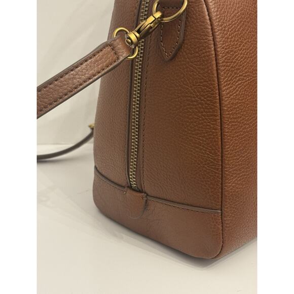 NWT Fossil Sydney Satchel Handbag Crossbody Strap Medium Brown Leather - Picture 7 of 15